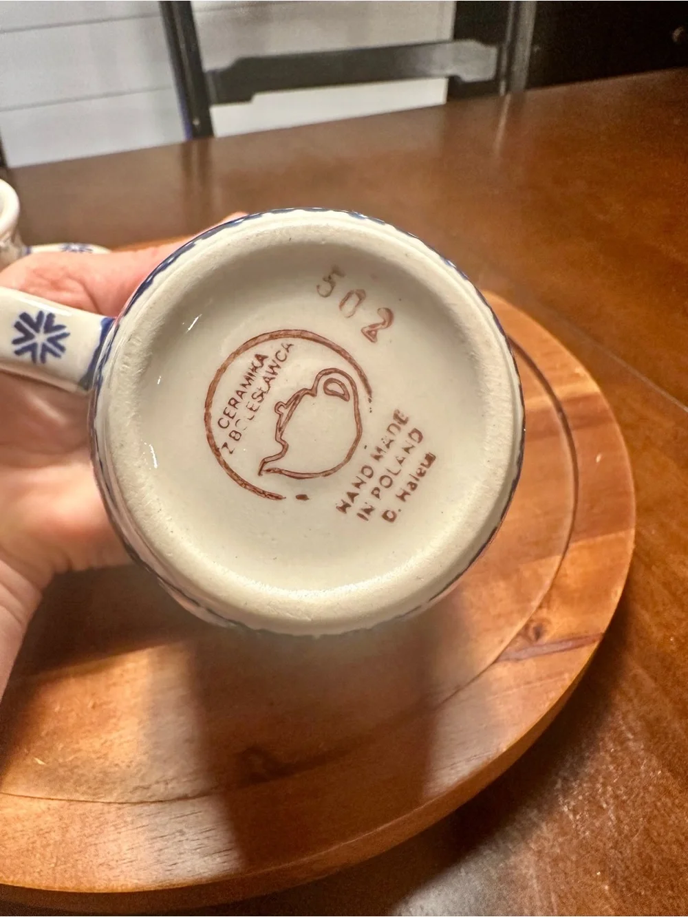 authentic Polish pottery mugs manufactured by Ceramika Artystyczna in Bolesławie